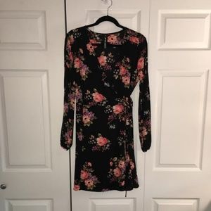 Design Lab Floral Long Sleeve Wrap Dress